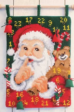 Santa Advent Calendar Printed Cross Stitch Kit by Vervaco Buy Direct