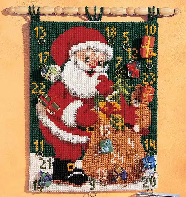 Father Christmas Advent Calendar Printed Cross Stitch Kit by Vervaco Fan Favorite