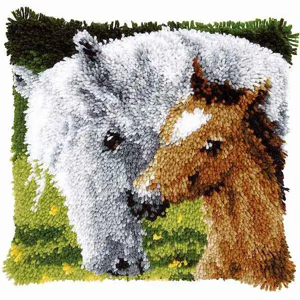 Horse and Foal Latch Hook Cushion Kit By Vervaco Buy Online