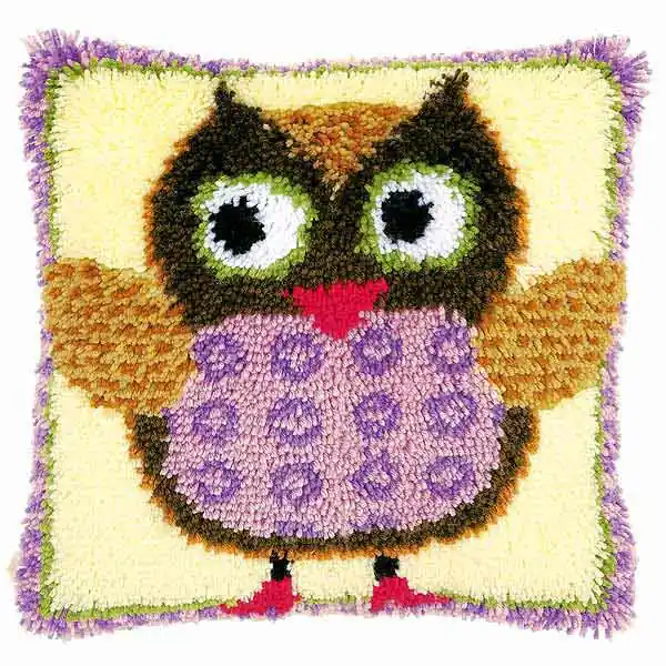 Price Drop Miss Owl Latch Hook Cushion Kit By Vervaco