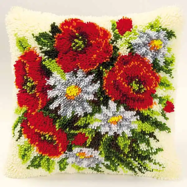 Editor’s Pick Poppies and Daisies Latch Hook Cushion Kit By Vervaco