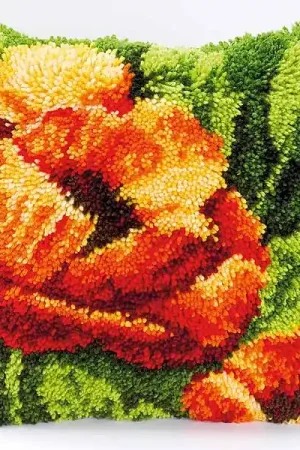 Top Rated Poppy Latch Hook Cushion Kit By Vervaco