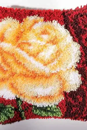 Rose Latch Hook Cushion Kit By Vervaco Luxury