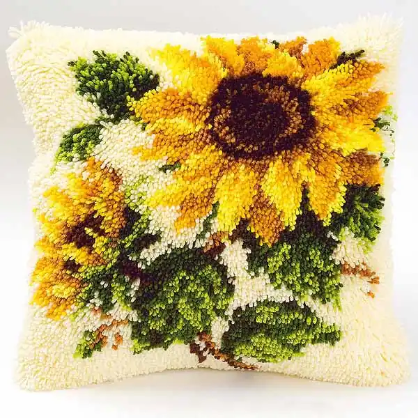 Free Returns Sunflowers Latch Hook Cushion Kit By Vervaco