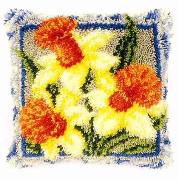 Daffodils Latch Hook Cushion Kit By Vervaco Exclusive