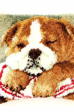 Sleeping Bulldog Latch Hook Cushion Kit By Vervaco Limited Offer