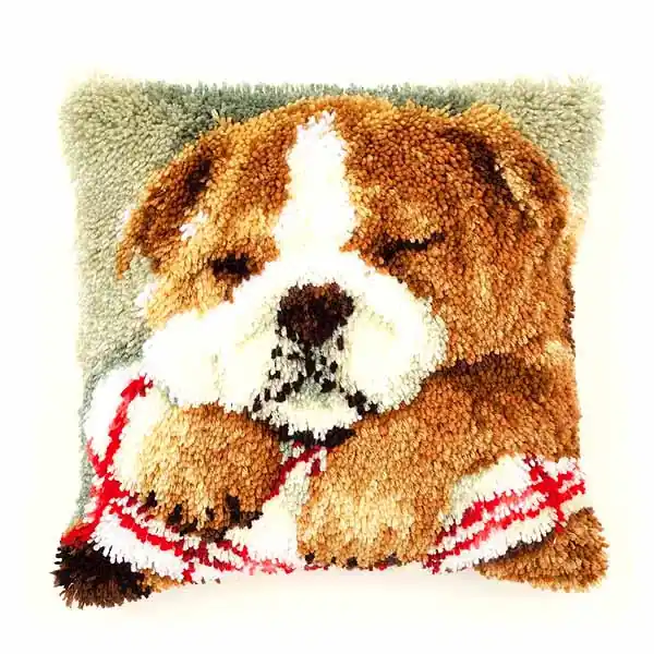 Sleeping Bulldog Latch Hook Cushion Kit By Vervaco Limited Offer