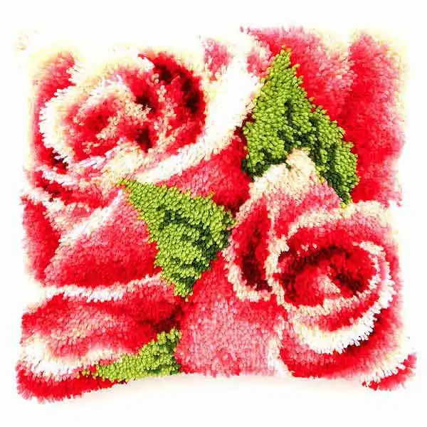Pink Roses Latch Hook Cushion Kit By Vervaco Free Returns