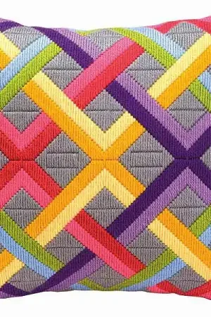 Bright Geometric Long Stitch Cushion Kit By Vervaco Best Choice