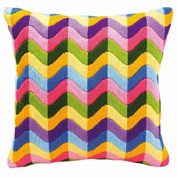 Direct From Factory Colour Waves Long Stitch Cushion Kit By Vervaco