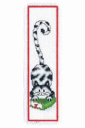 Black and White Cat Bookmark Cross Stitch Kit By Vervaco Bargain