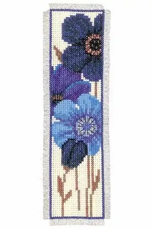 Big Blue Flowers Bookmark Cross Stitch Kit By Vervaco Genuine