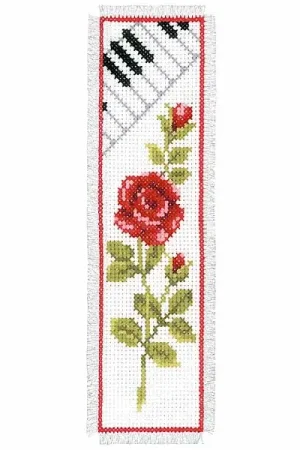 Rose and Piano Bookmark Cross Stitch Kit By Vervaco Best Choice