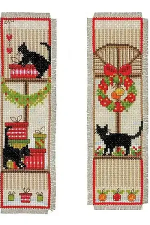 Christmas Cats Bookmark Cross Stitch Kit By Vervaco New Release