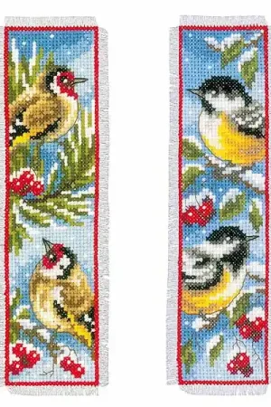 Birds in Winter Bookmark Cross Stitch Kit By Vervaco Weekend Sale