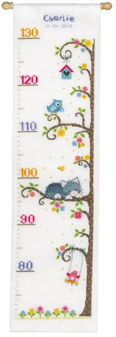 Cat in the Tree Height Chart Cross Stitch Kit By Vervaco Genuine