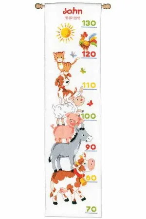 Special Discount Farm Animals Height Chart Cross Stitch Kit By Vervaco