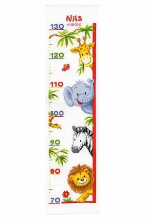Zoo Animals Height Chart Cross Stitch Kit By Vervaco High Quality