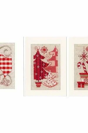 Sale Baubles and Trees Cross Stitch Christmas Card Kit By Vervaco