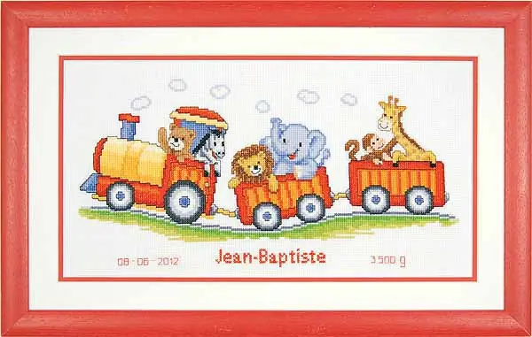 Animal Train Birth Sampler Cross Stitch Kit By Vervaco Express Delivery