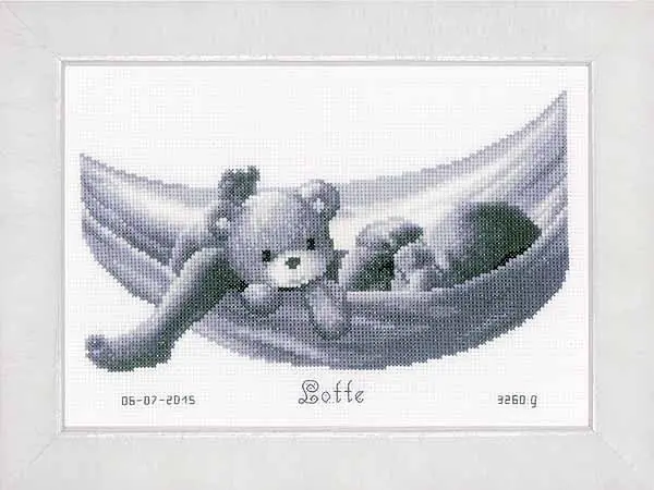 One Day Deal Baby in Hammock Birth Sampler Cross Stitch Kit By Vervaco