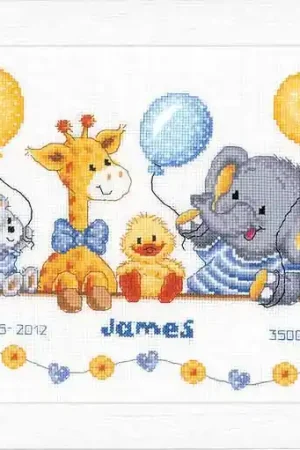 Animal Cheer Birth Sampler Cross Stitch Kit By Vervaco Warranty Included