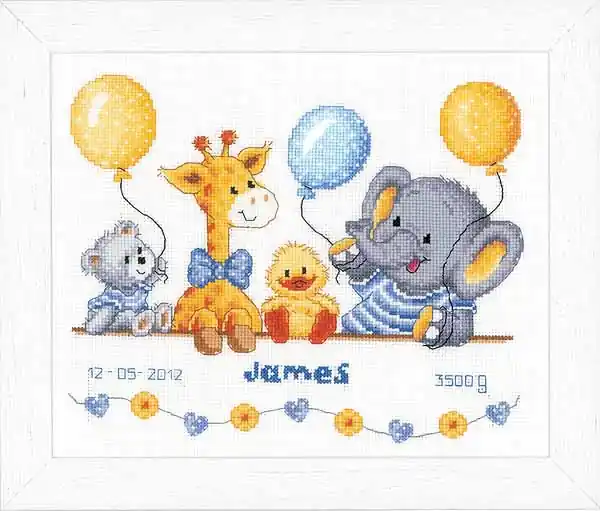 Animal Cheer Birth Sampler Cross Stitch Kit By Vervaco Warranty Included