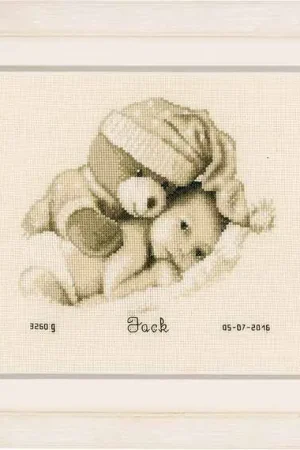 Buy Direct Baby and Teddy Birth Sampler Cross Stitch Kit By Vervaco