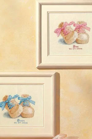 Baby Booties Birth Sampler Cross Stitch Kit By Vervaco Seasonal Sale