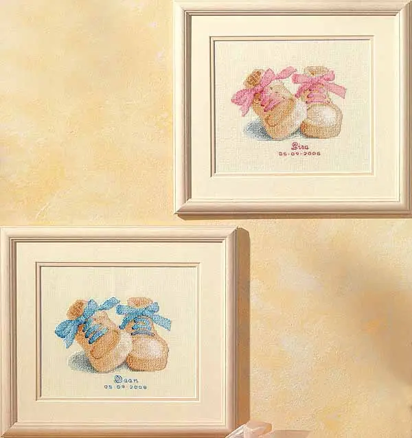Baby Booties Birth Sampler Cross Stitch Kit By Vervaco Seasonal Sale