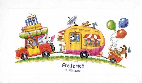 Caravan Trip Birth Sampler Cross Stitch Kit By Vervaco Mega Sale