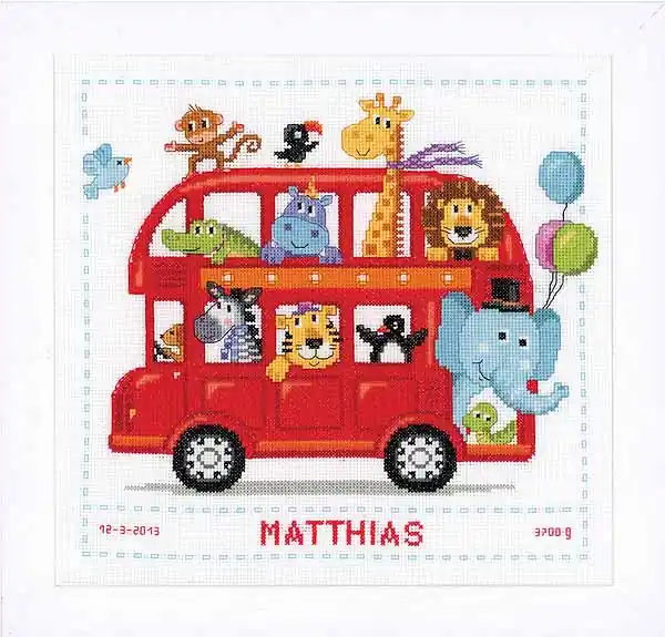 Funny Bus Birth Sampler Cross Stitch Kit By Vervaco Hot Picks