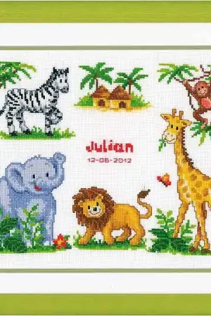 Bulk Order Zoo Animals Birth Sampler Cross Stitch Kit By Vervaco
