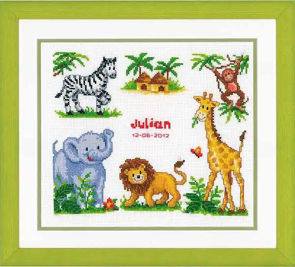 Bulk Order Zoo Animals Birth Sampler Cross Stitch Kit By Vervaco
