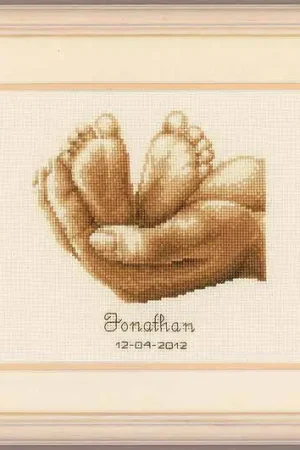 Trending Tiny Feet Birth Sampler Cross Stitch Kit By Vervaco