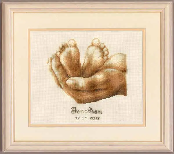 Trending Tiny Feet Birth Sampler Cross Stitch Kit By Vervaco
