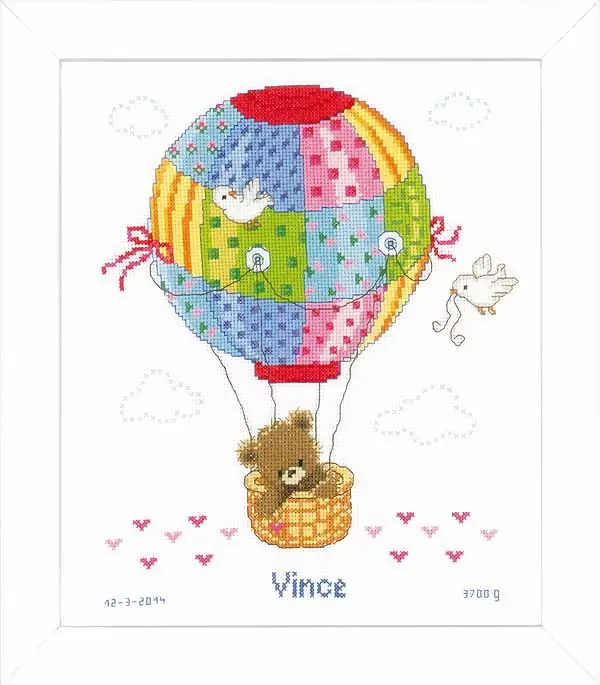 Hot Air Balloon Birth Sampler Cross Stitch Kit By Vervaco Deal