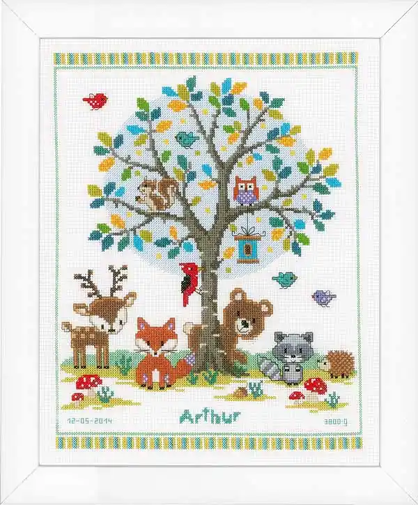 Into the Woods Birth Sampler Cross Stitch Kit By Vervaco Limited Edition