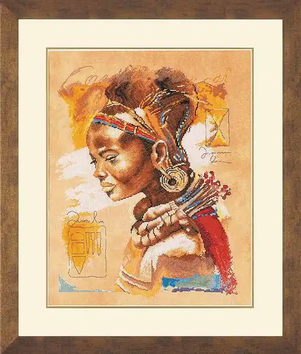Handmade African Woman Cross Stitch Kit By Lanarte