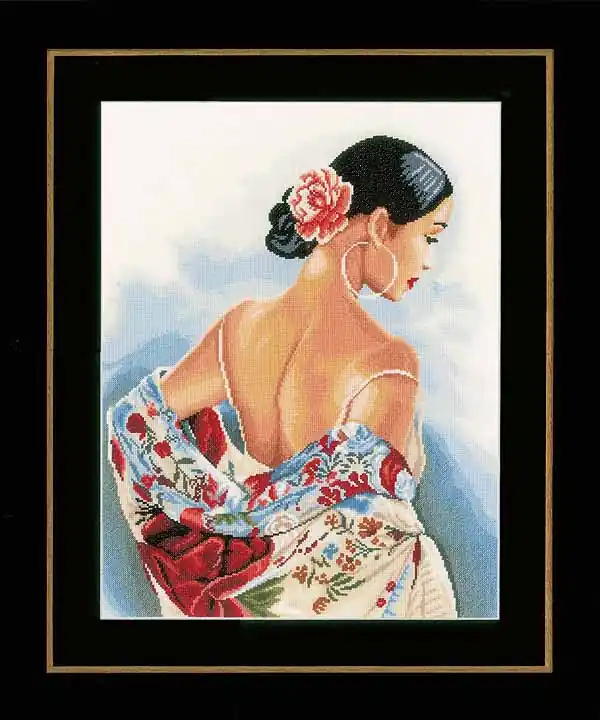 New Arrival Flower Scarf Cross Stitch Kit By Lanarte