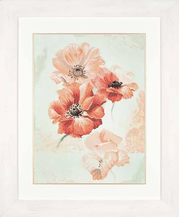 Modern Sky Anemone Cross Stitch Kit By Lanarte