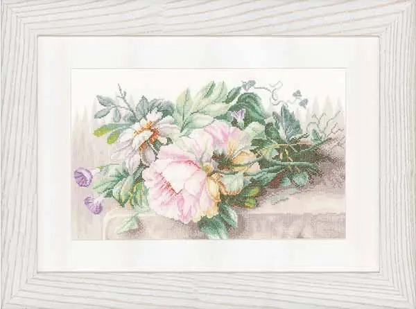 Popular Peonies and Morning Glory Cross Stitch Kit By Lanarte