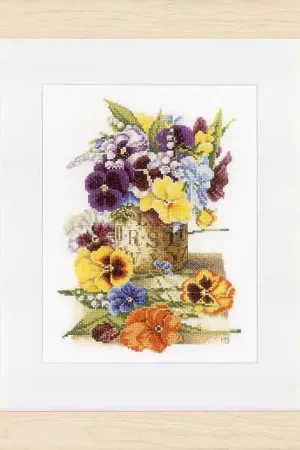 Pot of Pansies Cross Stitch Kit By Lanarte Affordable