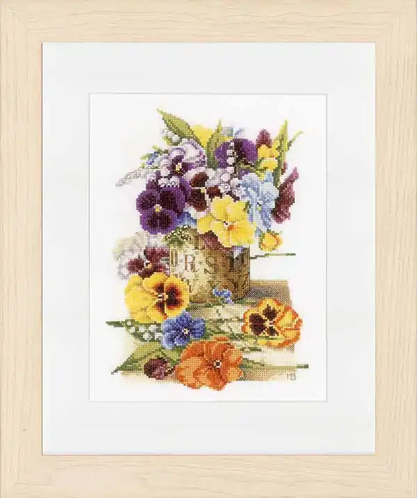 Pot of Pansies Cross Stitch Kit By Lanarte Affordable