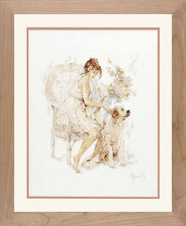 Certified Girl in Chair with Dog Cross Stitch Kit By Lanarte