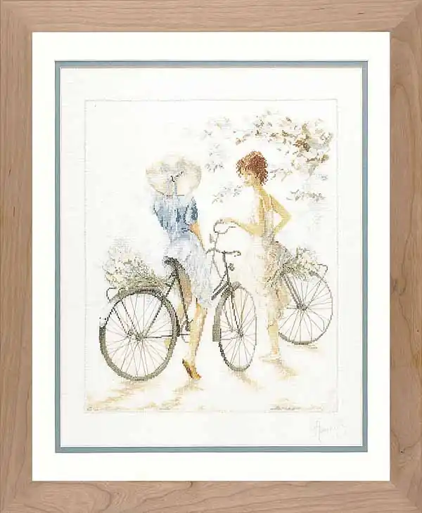 Girls on Bicycles Cross Stitch Kit By Lanarte Limited Edition
