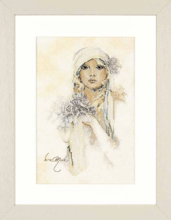 Latest Lady with Lilac Flower Cross Stitch Kit By Lanarte