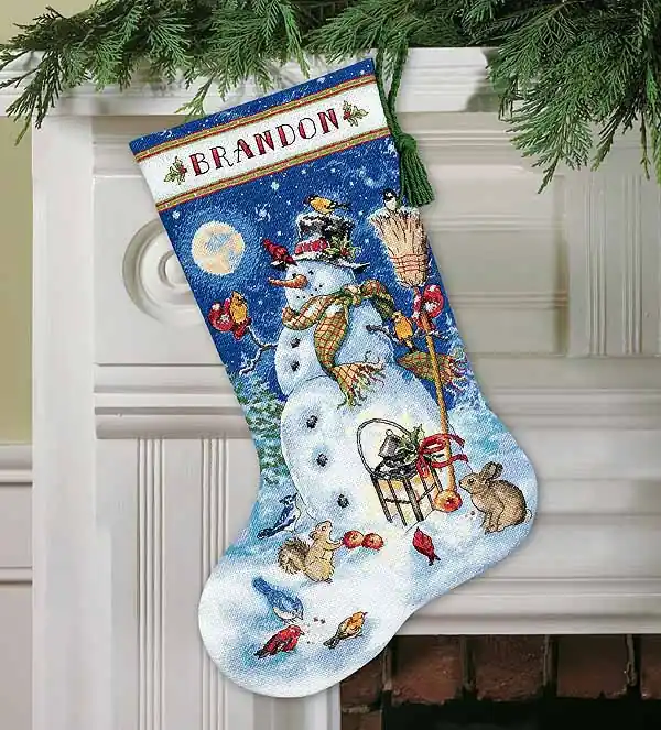 Deal Snowman and Friends Christmas Stocking Cross Stitch Kit by Dimensions