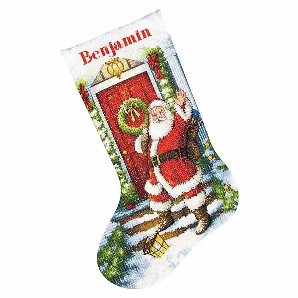 Luxury Welcome Santa Christmas Stocking Cross Stitch Kit by Dimensions