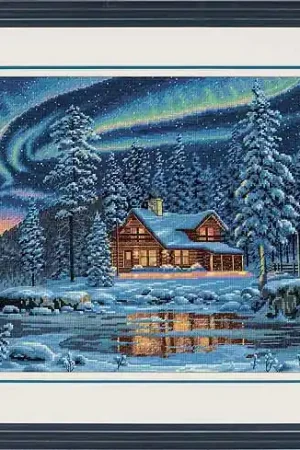 Aurora Cabin Cross Stitch Kit by Dimensions Factory Price